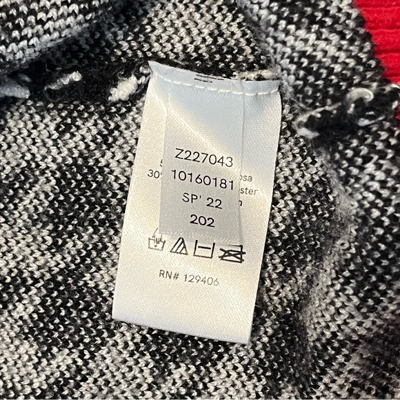 VENUS Houndstooth Black & White Red Trim Oversized Sweater Retro Cardigan size M - Picture 5 of 7